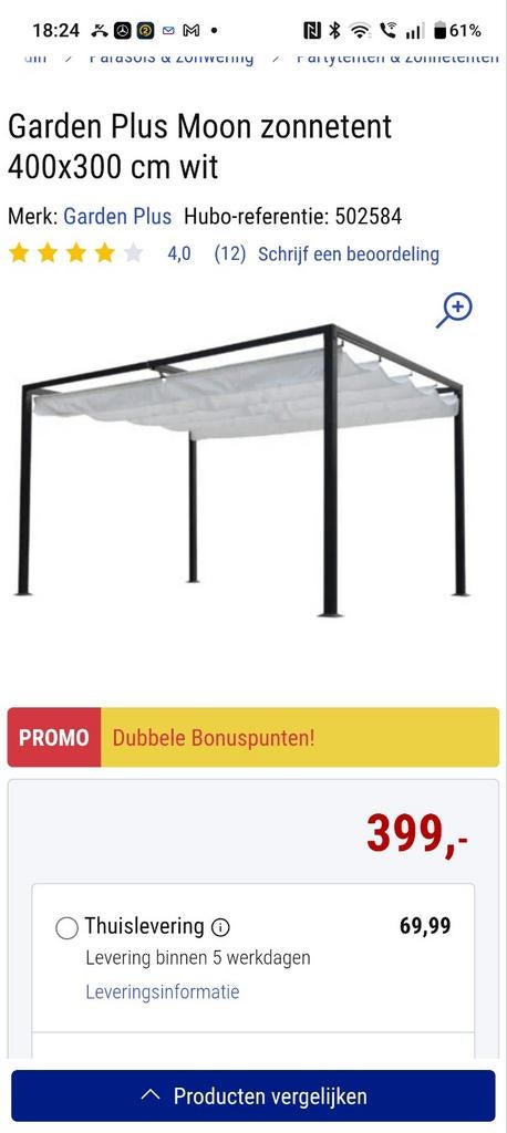Zonnetent, Ophalen