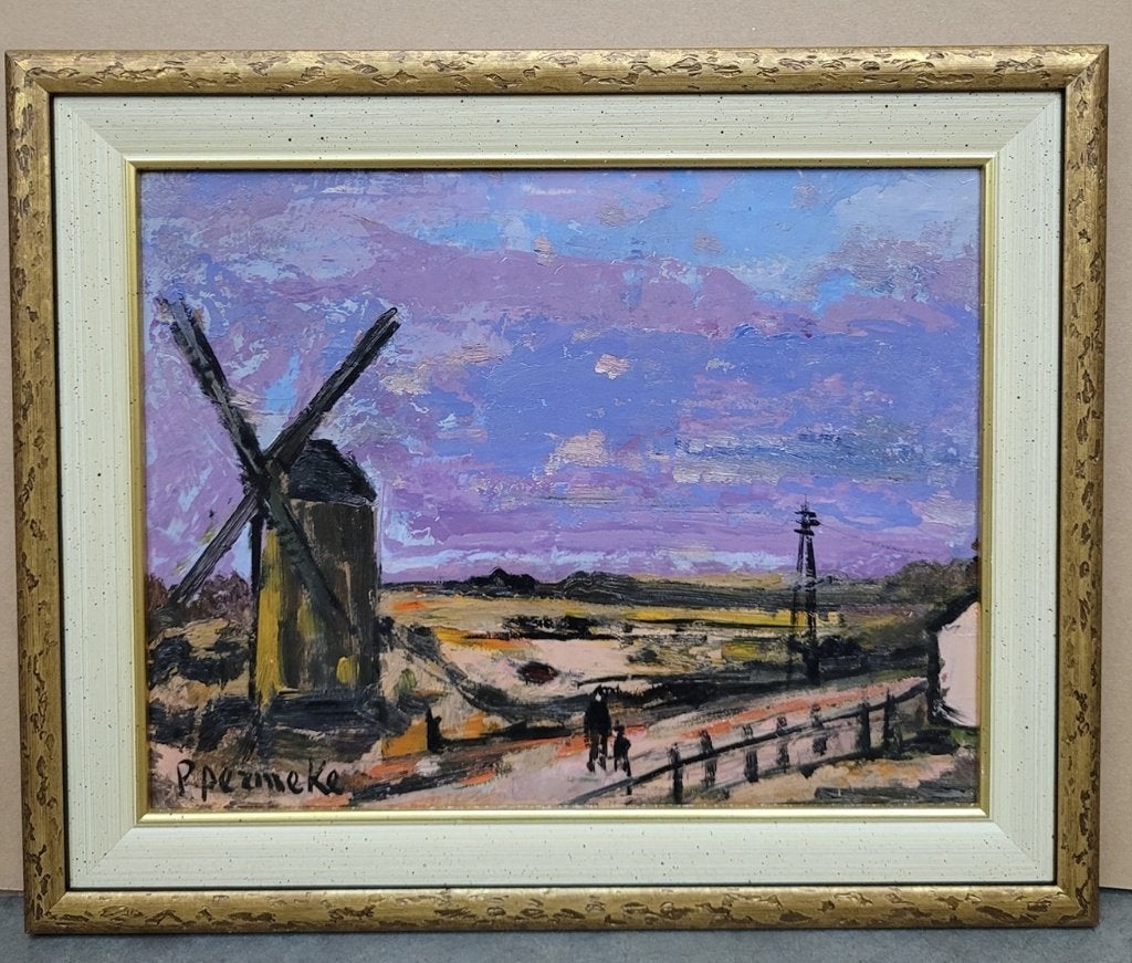 Paul PERMEKE, Onder de paarse hemel, Antiek en Kunst, Kunst | Schilderijen | Klassiek, Paneel, Expressionistisch, Ophalen of Verzenden