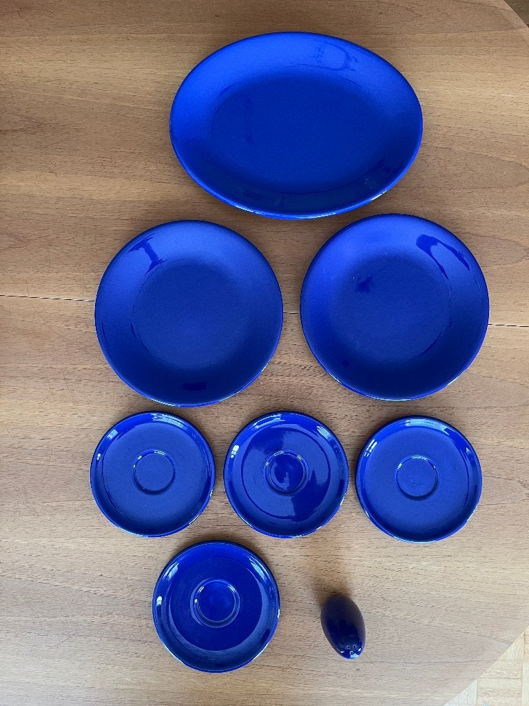 vintage blauw servies 8 stuks, Huis en Inrichting, Ophalen of Verzenden, Gebruikt, Vintage, Bord(en)