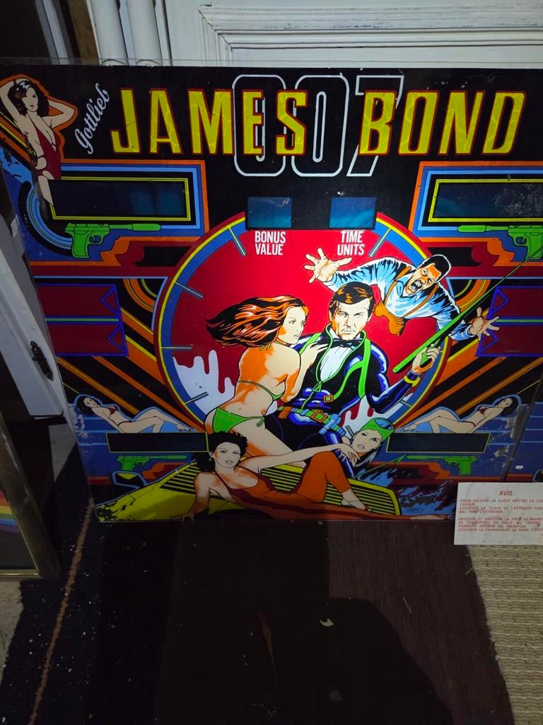ASSIETTES EN VERRE JAMES BOND ROGER MOORE GOTTLIEB 2 PIÈCES, Enlèvement, Flipper (jeu), Gottlieb