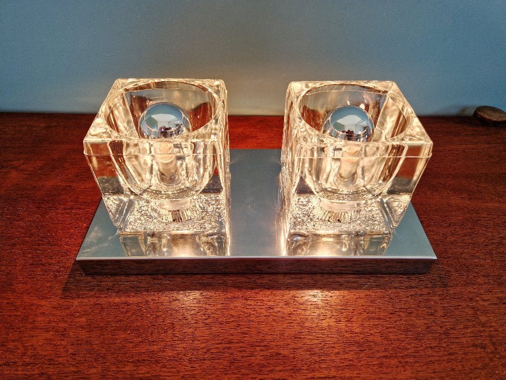 Ice Cube dubbele wandlamp, Peill & Putzler, 1970, Huis en Inrichting, Lampen | Wandlampen, LED, Peill & Putzler, Ophalen of Verzenden