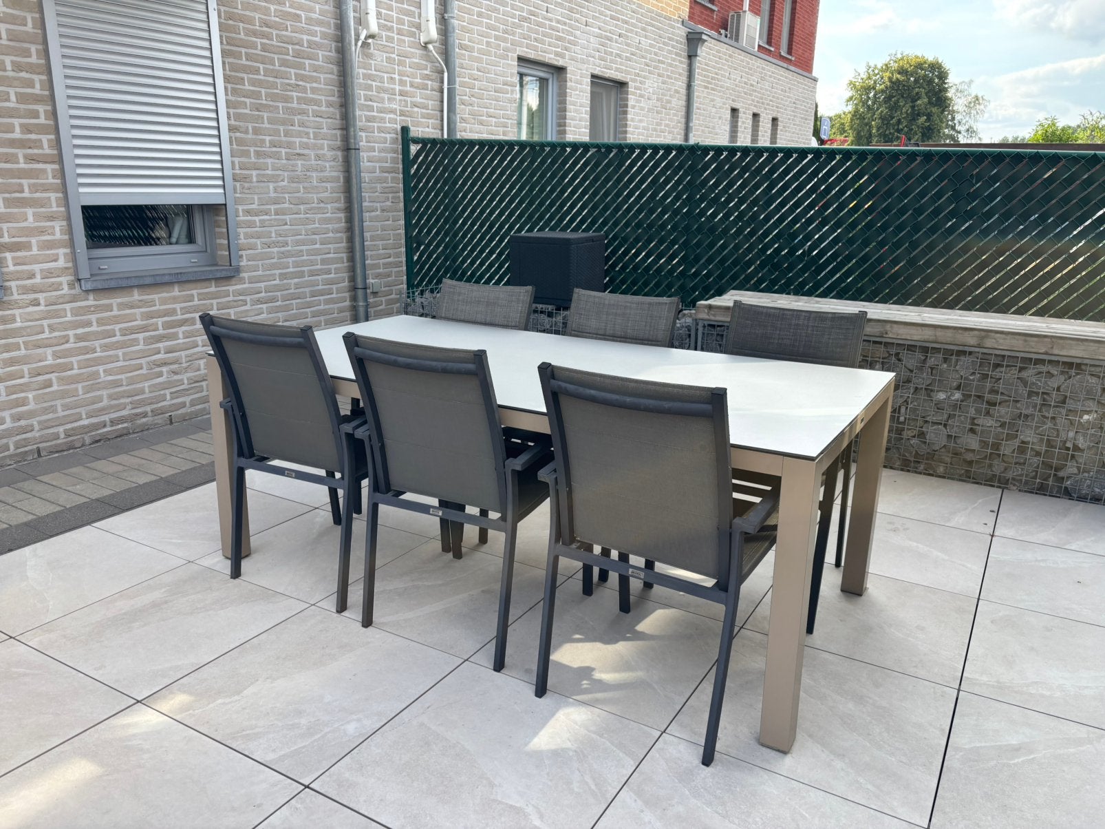 Tafel met 6 stoelen te koop, Jardin & Terrasse, Ensembles de jardin, Chaise, Salons de jardin, Aluminium, Enlèvement