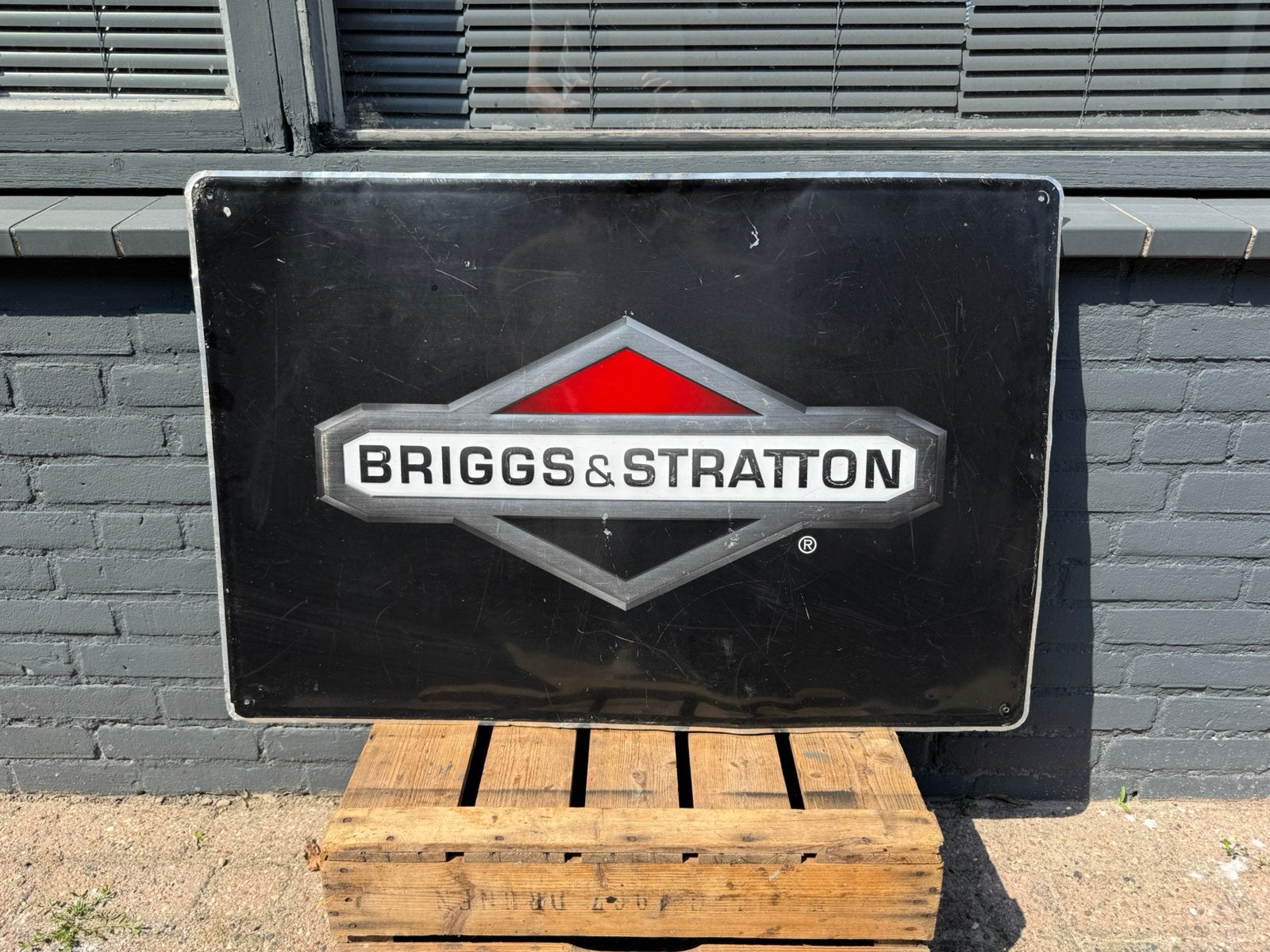 Briggs & Stratton oud reclamebord, Verzamelen, Ophalen of Verzenden, Gebruikt, Reclamebord