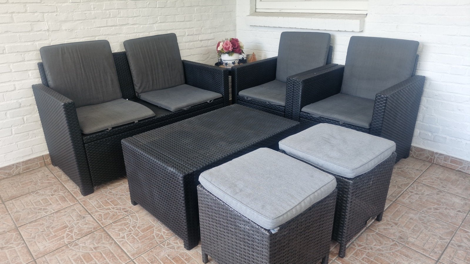bois le duc loungeset met 2 krukken, Tuin en Terras, Ophalen, Loungeset