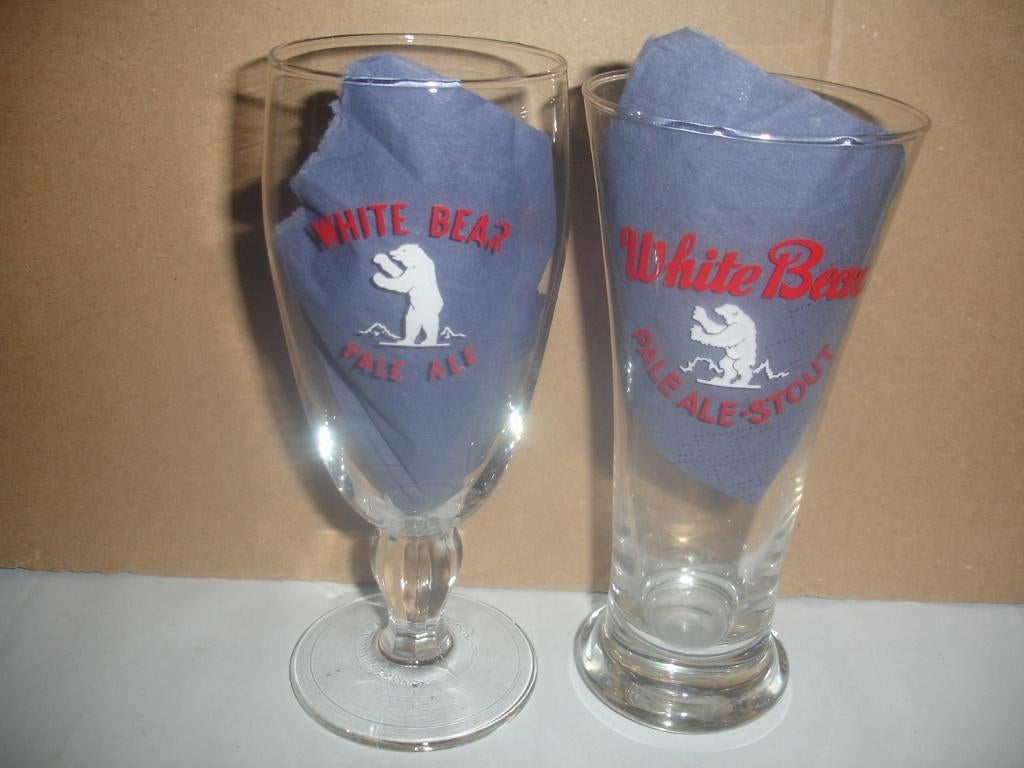 2 bierglazen White Bear, Pale Ale en Stout, Enlèvement ou Envoi, Comme neuf, Verre ou Verres, Autres marques