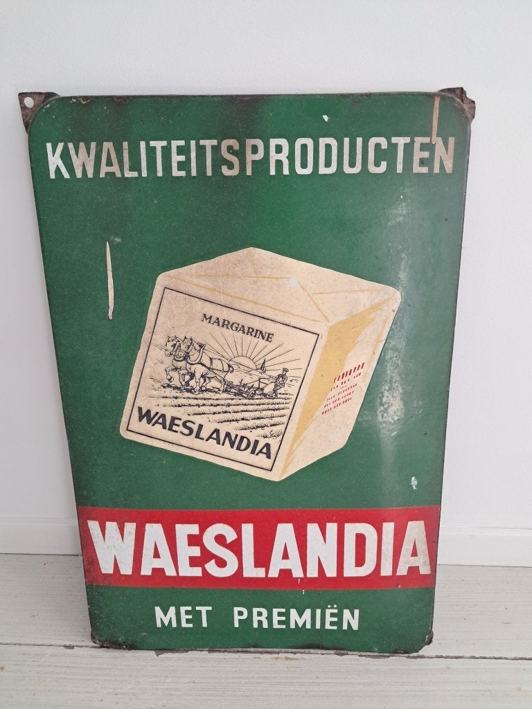 Planche émaillée Waeslandia, Enlèvement ou Envoi, Utilisé, Panneau publicitaire