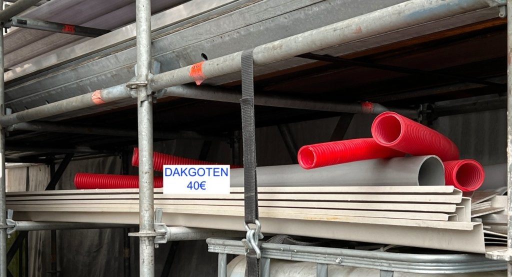 Dakgoot - Bakgoot - WIT - Kunststof - Bijhorende beugels, Ophalen, Gebruikt, Dakgoot