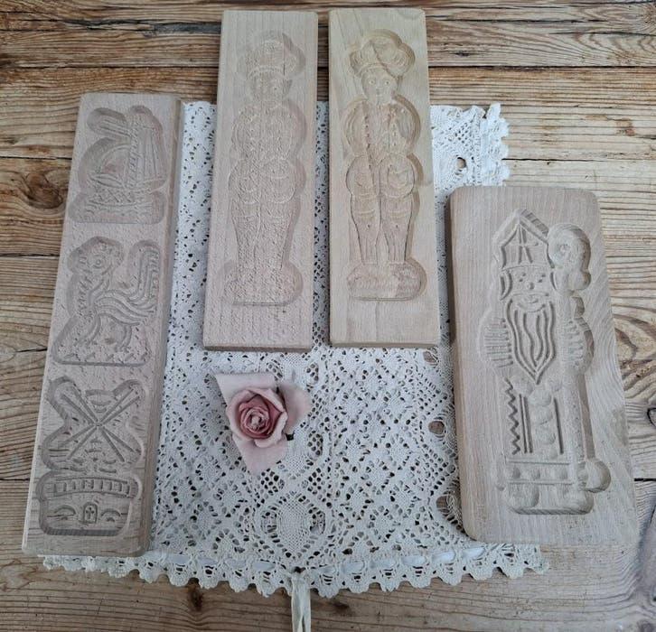 4 houten speculaasplank, St. Nicolaas, Sinterklaas, Antiek en Kunst, Curiosa en Brocante, Ophalen of Verzenden