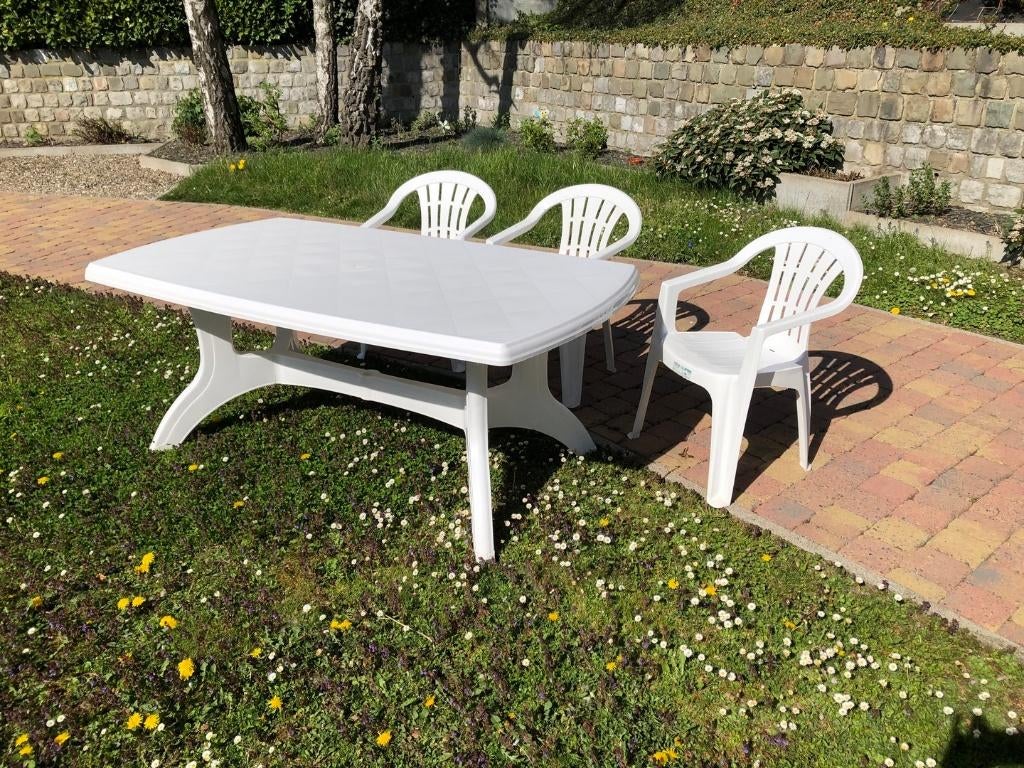 Vend table de jardin, Enlèvement, Comme neuf, Rectangulaire, Plastique