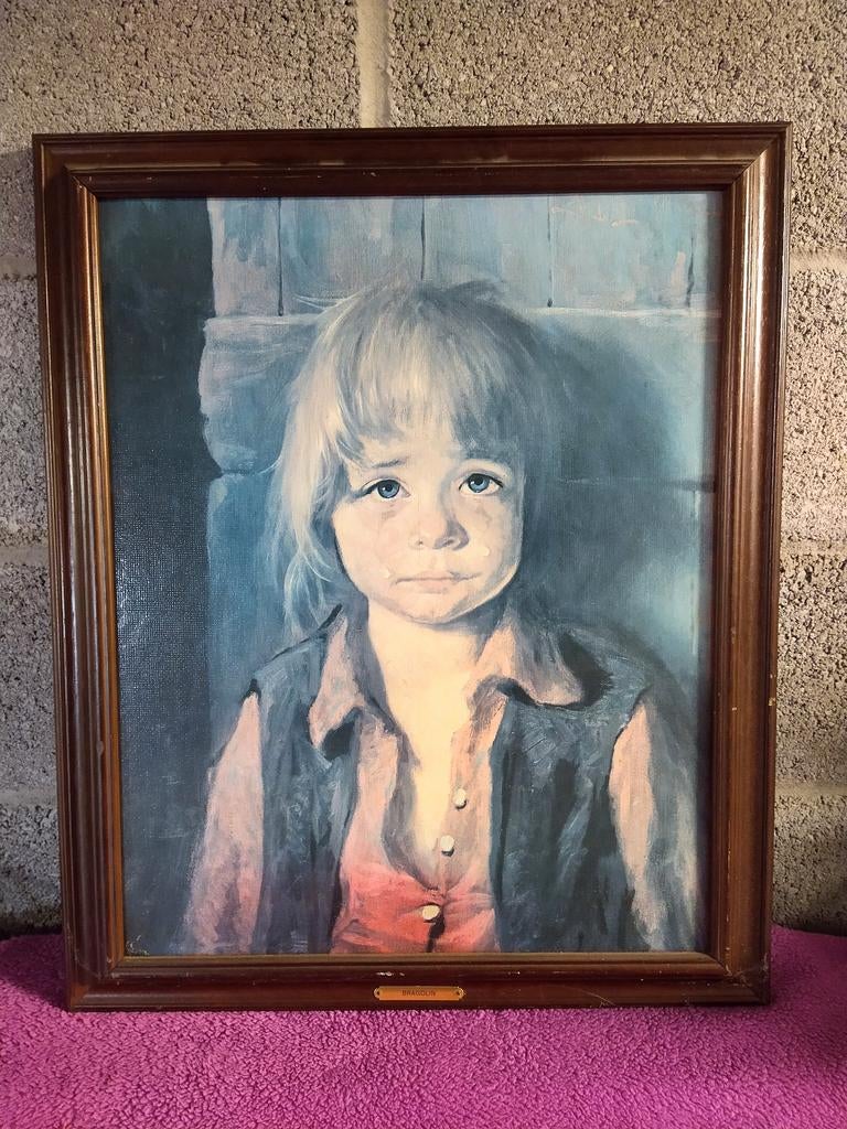 Schilderij "Huilende Jongen" – Giovanni Bragolin (In Lijst), Antiek en Kunst, Ophalen