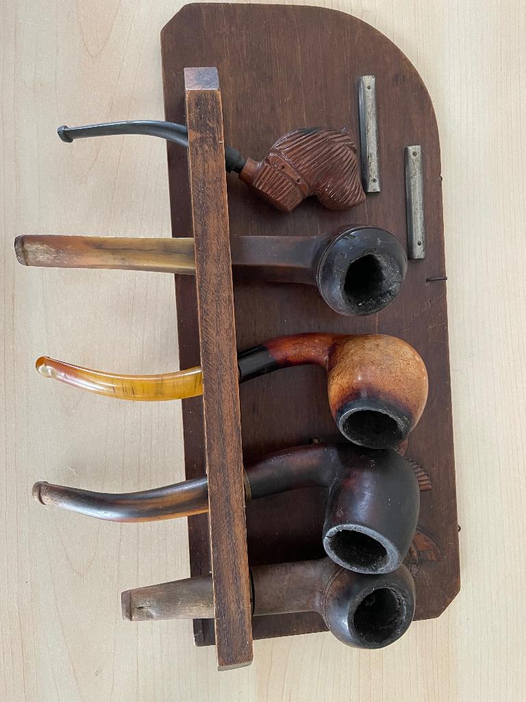 Een set van 5 antieke pijpen met steun, Ophalen of Verzenden, Gebruikt