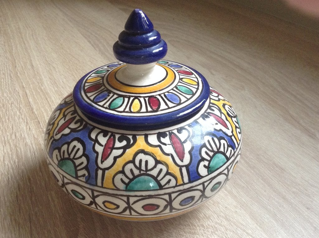 Artisanaal potje uit Arcos de La Fronterra, Ophalen of Verzenden, Zo goed als nieuw, Meerkleurig, Steen/keramiek