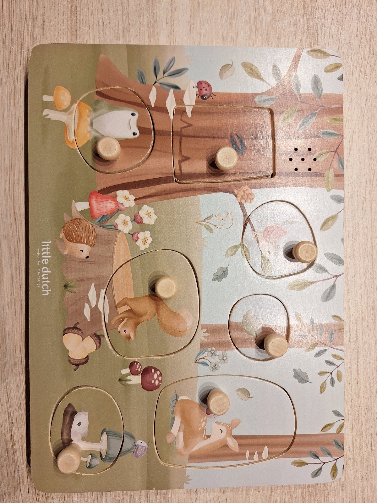 Little Dutch puzzel bosdieren met geluid, Ophalen of Verzenden, Zo goed als nieuw, Van hout, Minder dan 10 stukjes