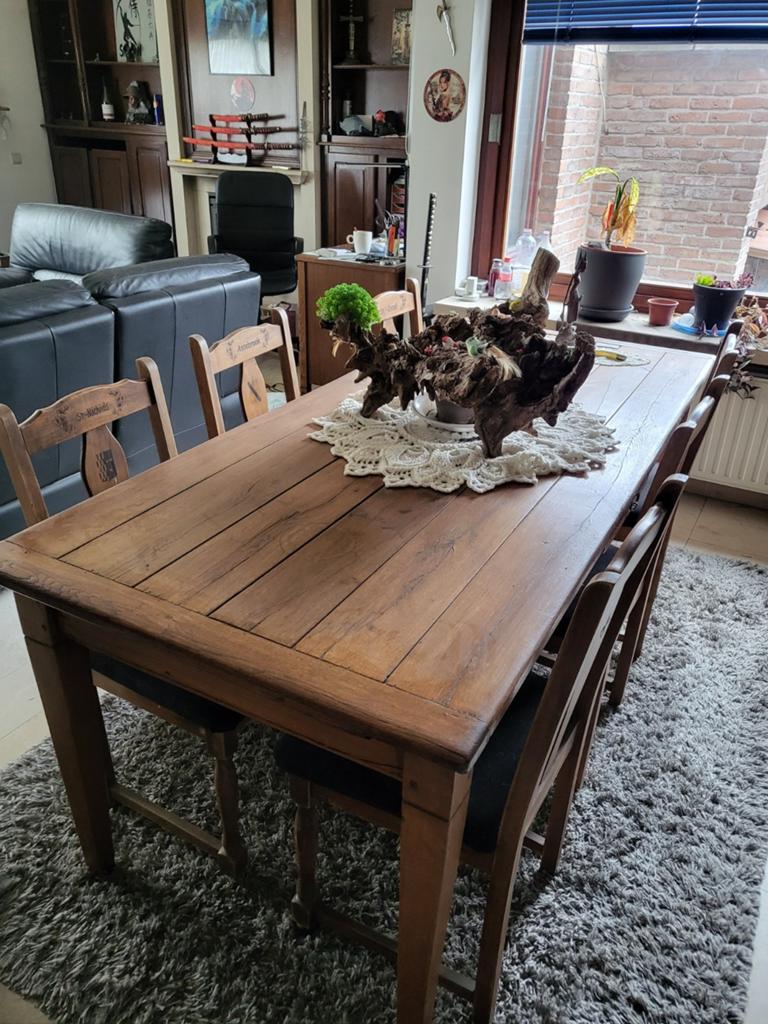 Eiken tafel + stoelen, Huis en Inrichting, Complete eetkamers, Ophalen