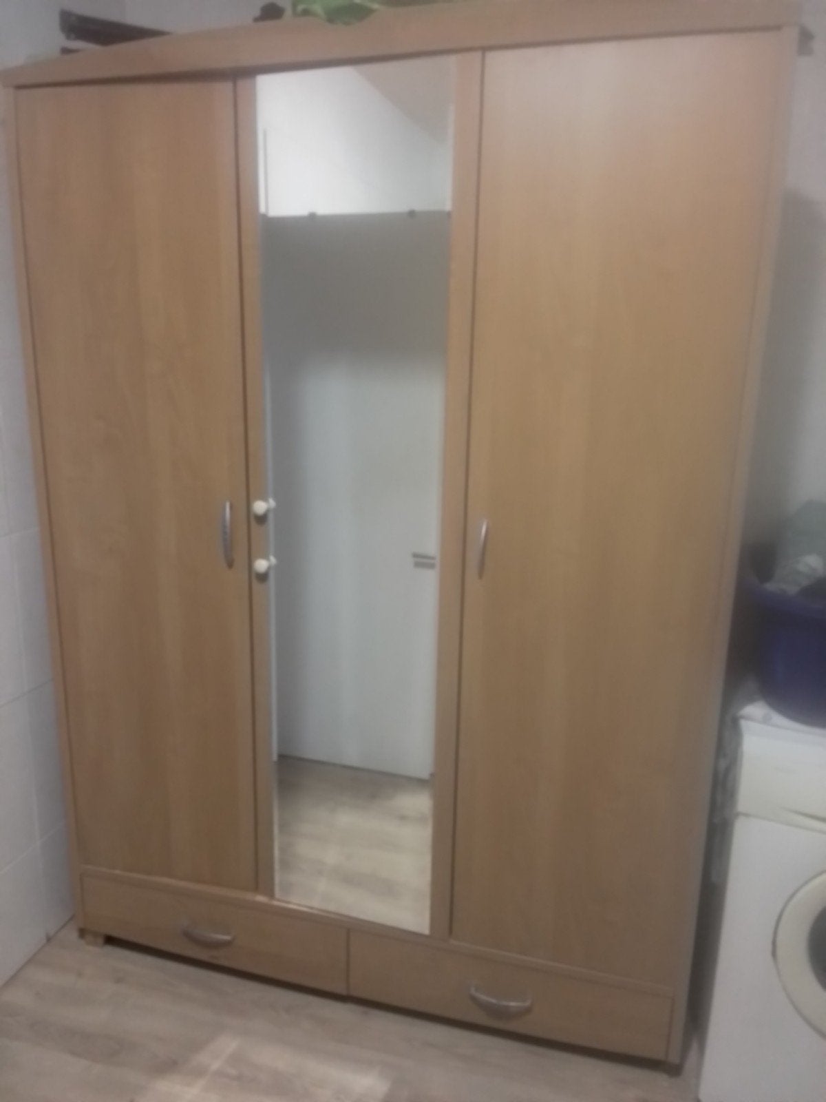 kleerkast, Huis en Inrichting, Kasten | Kleerkasten, Ophalen, Gebruikt, Overige houtsoorten, Met lade(s)