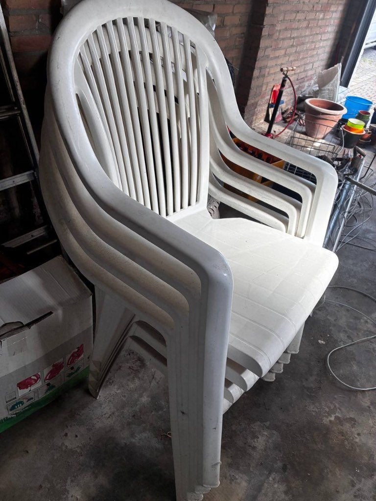 Tuinstoel stapelstoelen 4 stuks, Jardin & Terrasse, Chaises de jardin, Enlèvement, Comme neuf, Plastique, Empilable