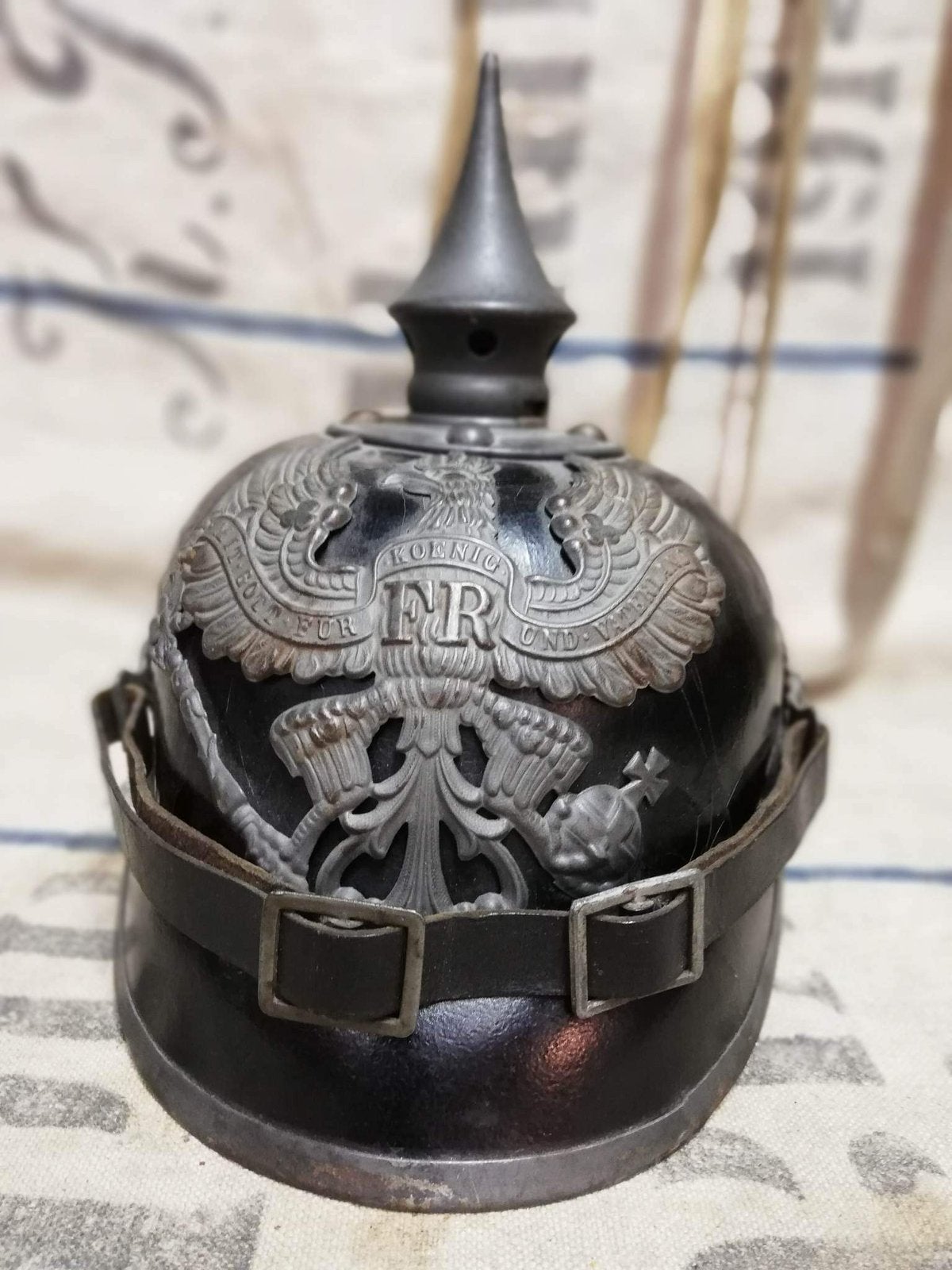 Pruisische “Pickelhaube” Pinhelm uit de 1e wereldoorlog., Verzamelen, Militaria | Algemeen, Ophalen of Verzenden