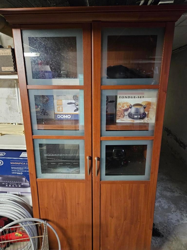 dressoir en vitrine kast, Huis en Inrichting, Ophalen, Overige materialen, Gebruikt, Met deur(en)