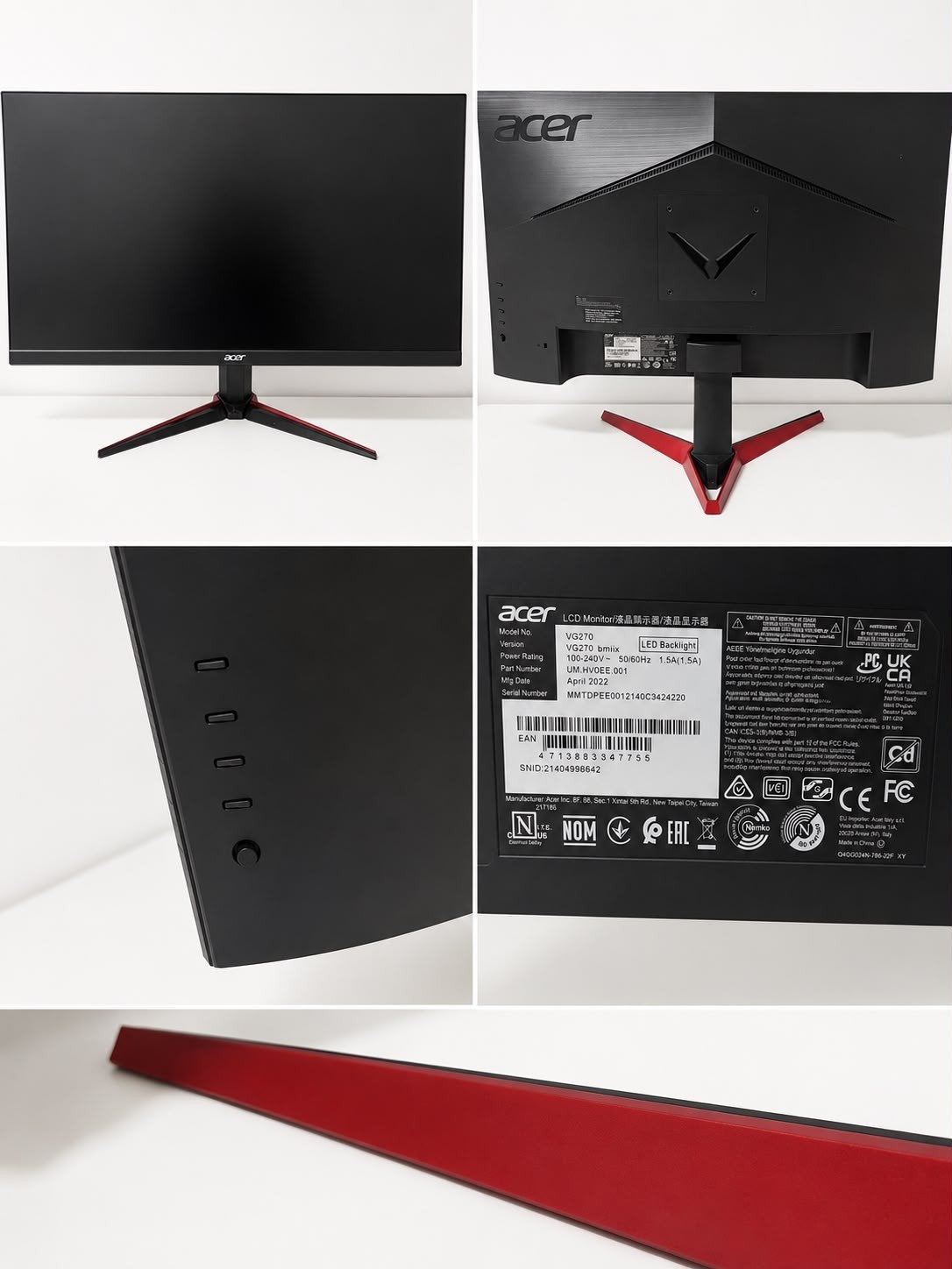 Moniter Acer VG270, Informatique & Logiciels, Moniteurs, Connexion casque, 1 à 2 ms, Enlèvement, 101 à 150 Hz
