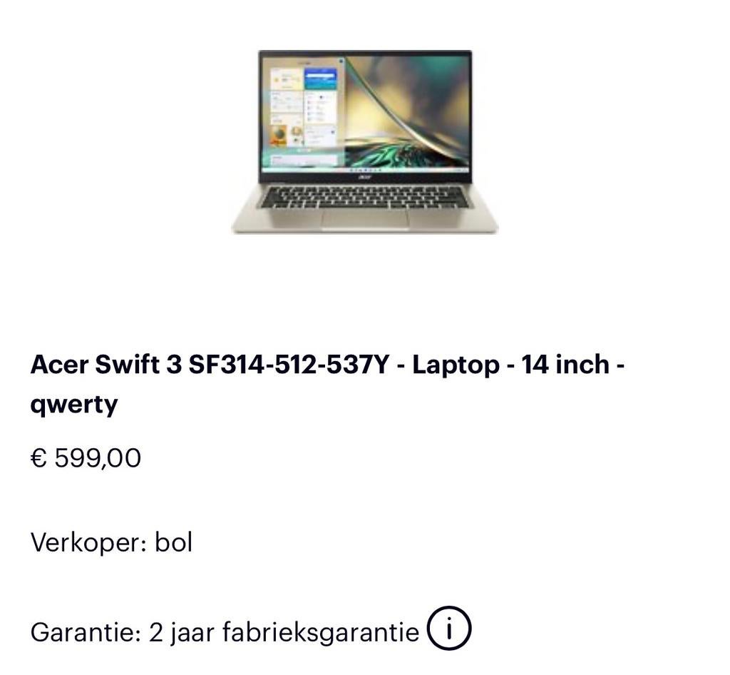 Acer Swift 3, Informatique & Logiciels, 14 pouces, Utilisé, Gaming, SSD