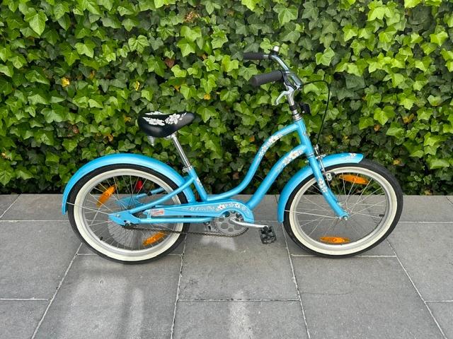 Hippe Electra 20 inch Meisjesfiets / L.blauw met bloemen, Ophalen, Terugtraprem, 20 inch, Handrem