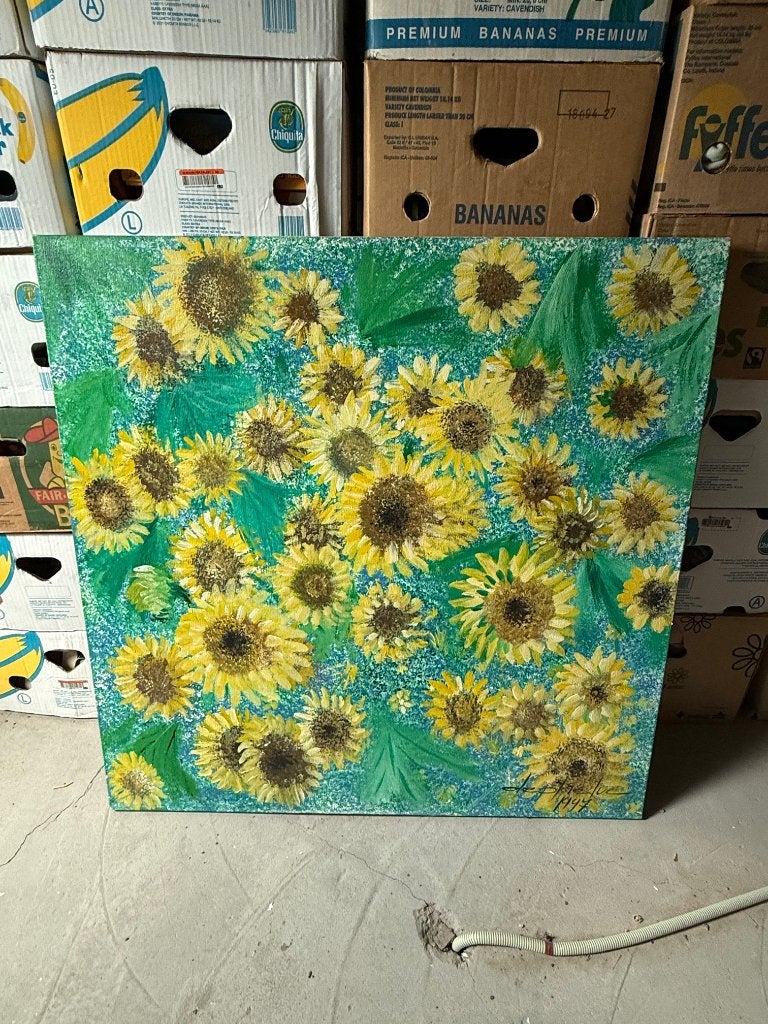 Schilderij Zonnebloemen, Antiek en Kunst, Kunst | Schilderijen | Klassiek, Ophalen