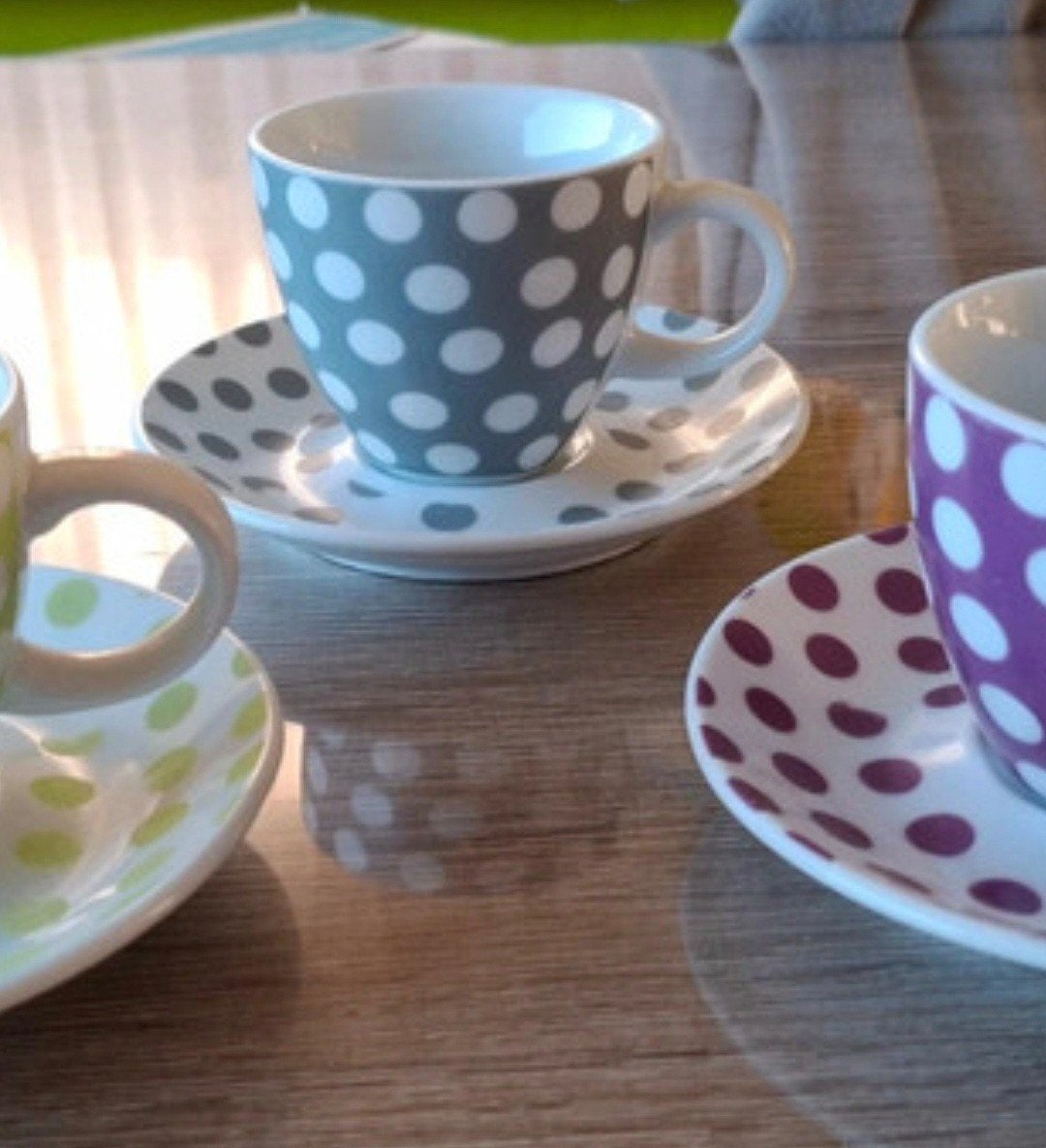 Set van 3 espressokopjes met schoteltjes - Young Dots, Ophalen