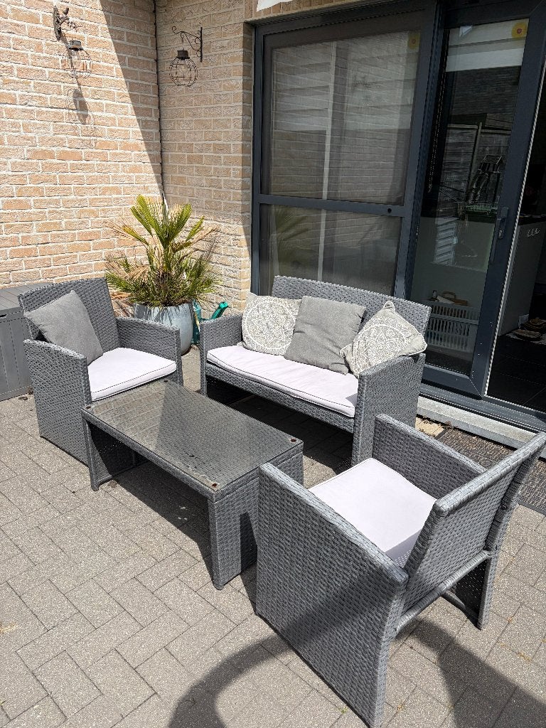 loungeset tuinset rotan, Tuin en Terras, Ophalen, 4 zitplaatsen, Gebruikt, Bijzettafel