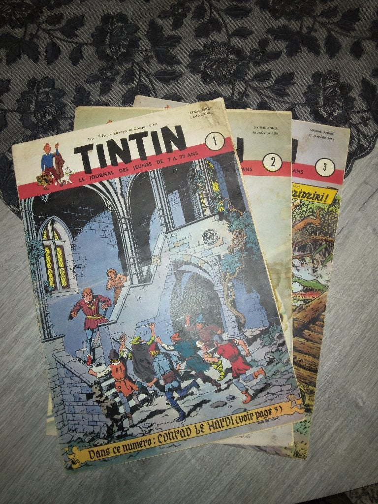 Journal Tintin Numéro 1 à 3 - Sixième Année, Collections, Enlèvement, 1940 à 1960, Journal