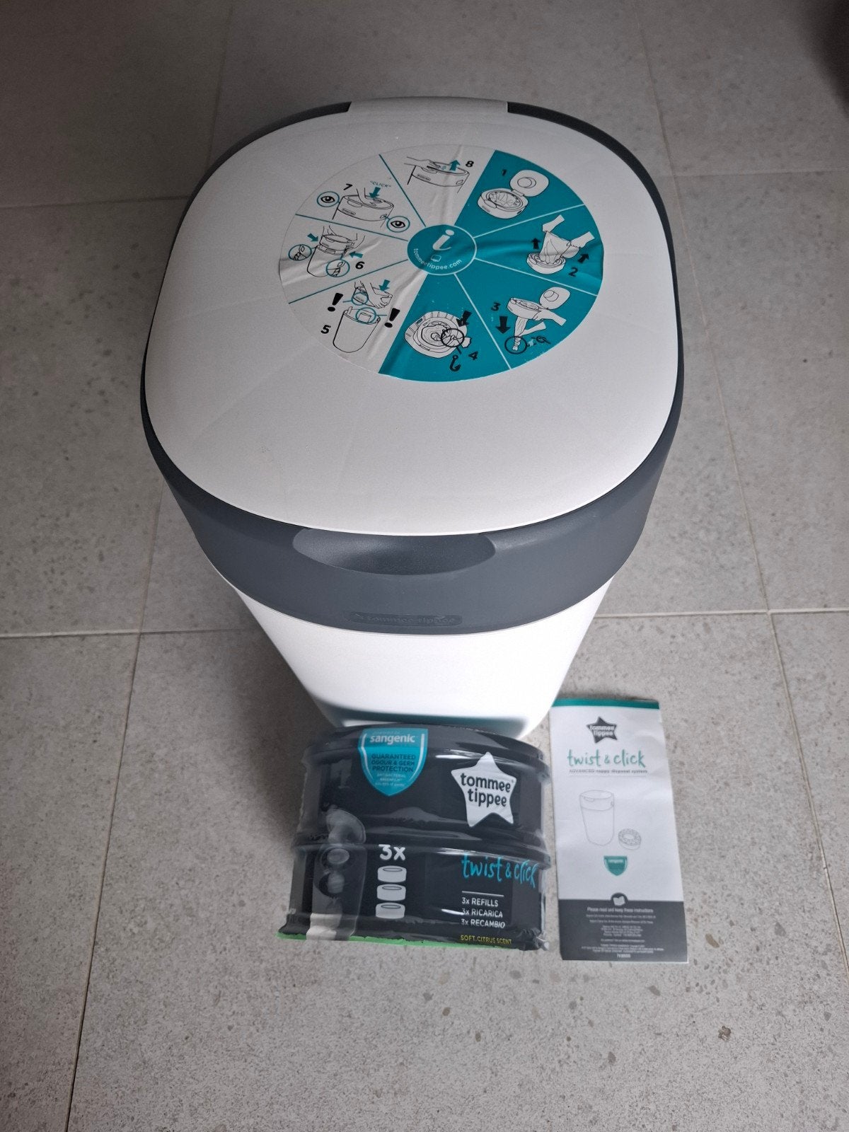 Tommee Tippee Twist en click luieremmer wit, Kinderen en Baby's, Ophalen, Zo goed als nieuw, Luieremmer
