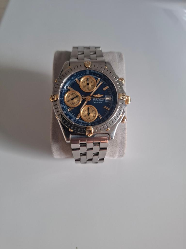 Breitling Chronomat Automatic Vintage Blauw/Goud — Gerevisee, Ophalen of Verzenden, Goud, Breitling