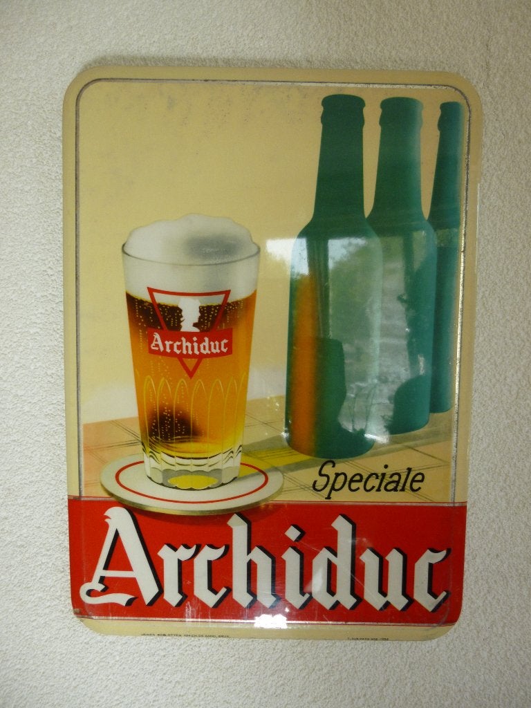 GLACOIDE RECLAME BORD"ARCHIDUC SPECIALE"UIT 1952, Enlèvement ou Envoi, Utilisé, Panneau publicitaire
