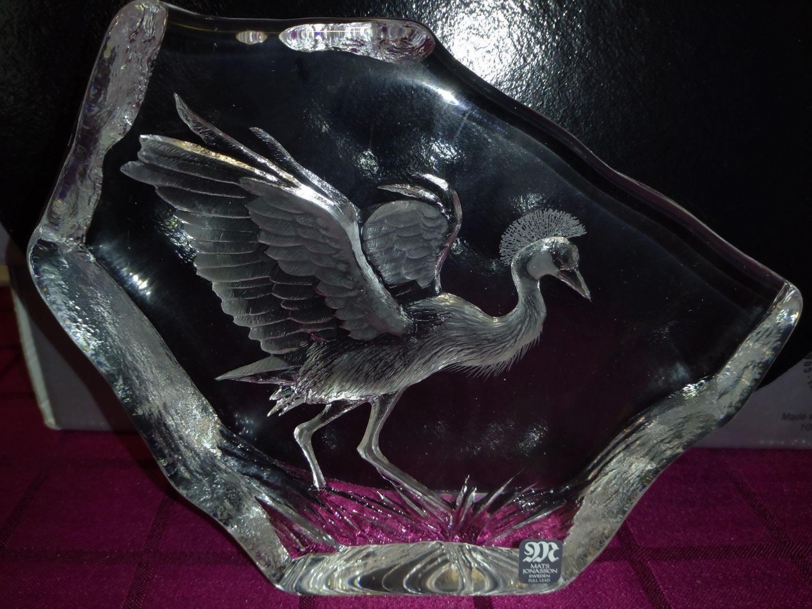 Glassculptuur Mats Jonasson Kraanvogel, Ophalen