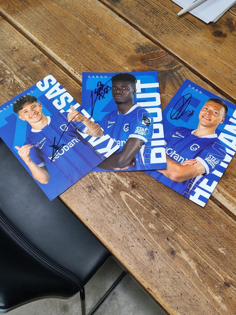 Te koop: 3 Gesigneerde kaarten van spelers van KRC Genk, Enlèvement, Neuf, Cartes de joueur