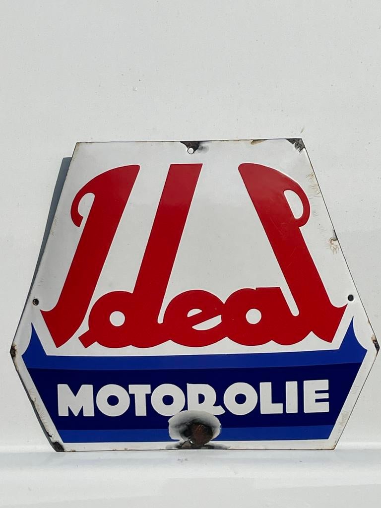 Emaille reclamebord Mororolie Ideal, Verzamelen, Ophalen of Verzenden, Reclamebord