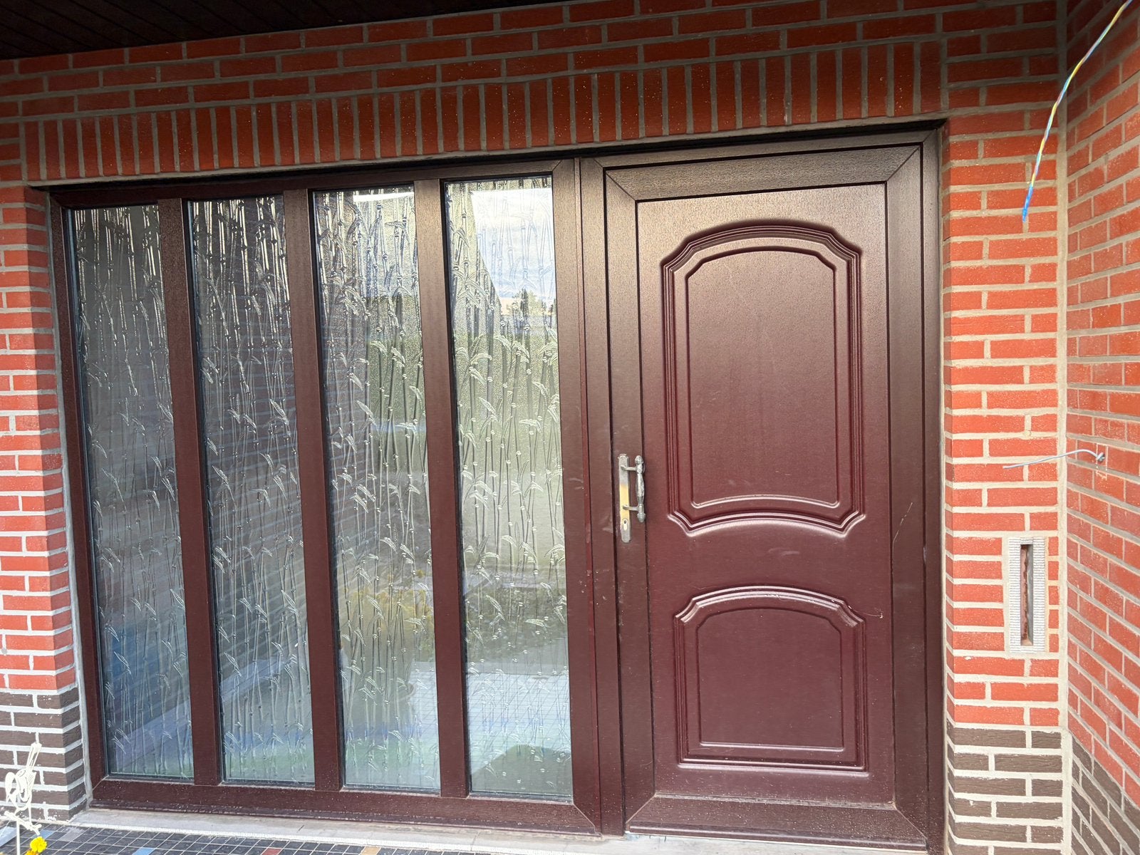 PVC voordeur + bamboo figuurglas, Doe-het-zelf en Bouw, Ophalen, Zo goed als nieuw