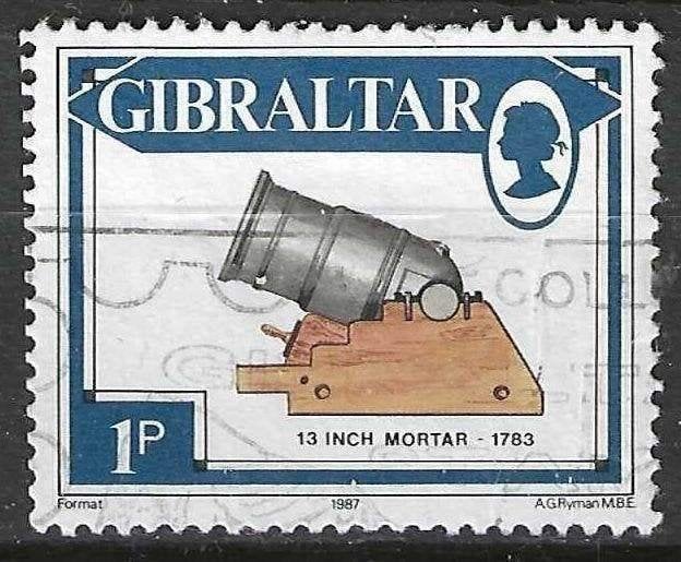 Gibraltar 1987 - Yvert 536 - Kanonnen - 1 p. (ST), Verzenden, Gestempeld