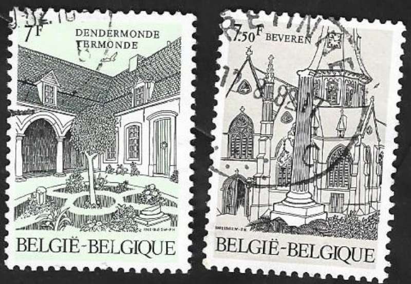 2 Postzegels België 1982 Toerisme, Frankeerzegel, Ophalen of Verzenden, Gestempeld, Gestempeld