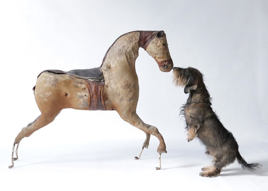 Wabi-sabi paard met echte paardenhuid, Frankrijk, 19e eeuw, Ophalen