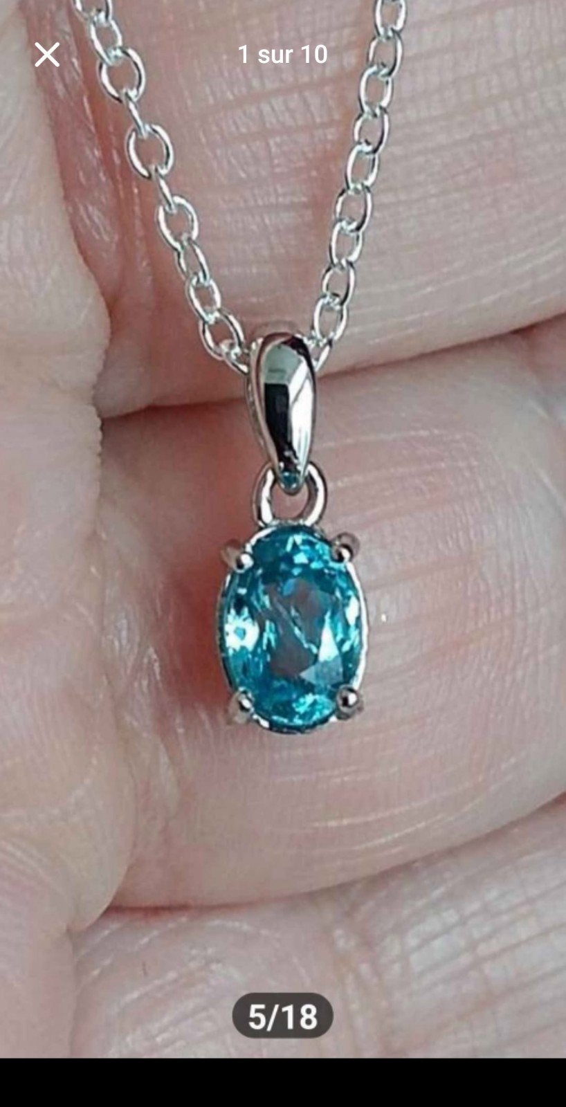 Ensemble en argent massif avec zircon bleu naturel, Enlèvement, Bleu, Argent