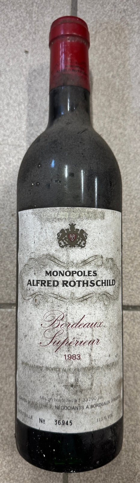 Monopoles Alfred Rothschild 1983 - Bordeaux, Collections, Pleine, Comme neuf, Enlèvement, Vin rouge