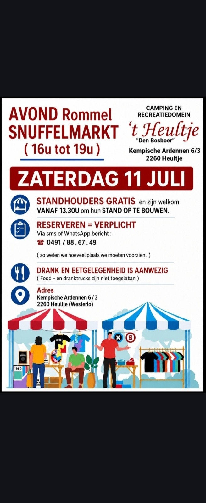 Rommelmarkt zaterdag 11/7, Diversen, Ophalen