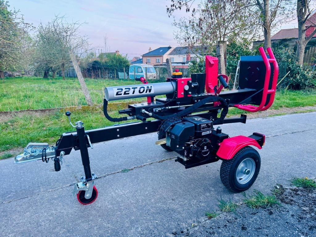 Te huur: professionele houtkliever 22 Ton, Ophalen, Nieuw, Benzine, Staand