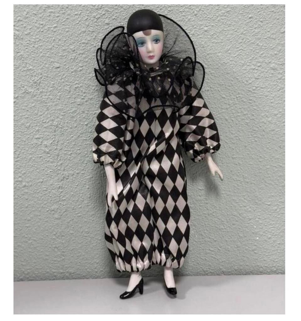 Poupée arlequin antique Poupée Arlequin clown en porcelaine, Collections, Poupées, Comme neuf, Poupée, Enlèvement ou Envoi