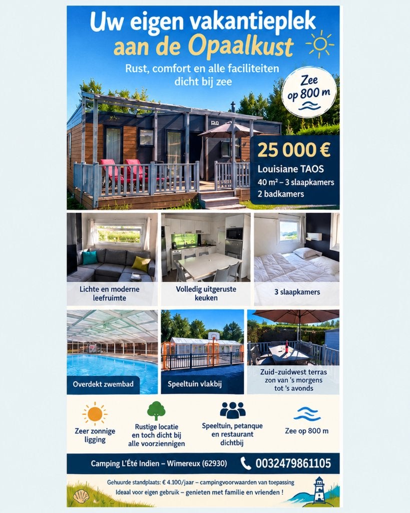 Uw pied-à-terre in Wimereux, Caravans en Kamperen, 9 tot 10 meter, Particulier, Boiler, 8 meter en meer