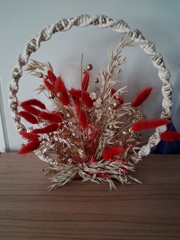 Couronne en macramé avec fleurs séchées, Maison & Meubles, Accessoires pour la Maison | Couronnes, Enlèvement ou Envoi, Couronne