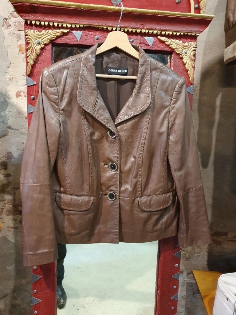 Bruine Dames Jas, echt leer - Maat M, Maat 38/40 (M), Bruin, Nieuw, Ophalen of Verzenden