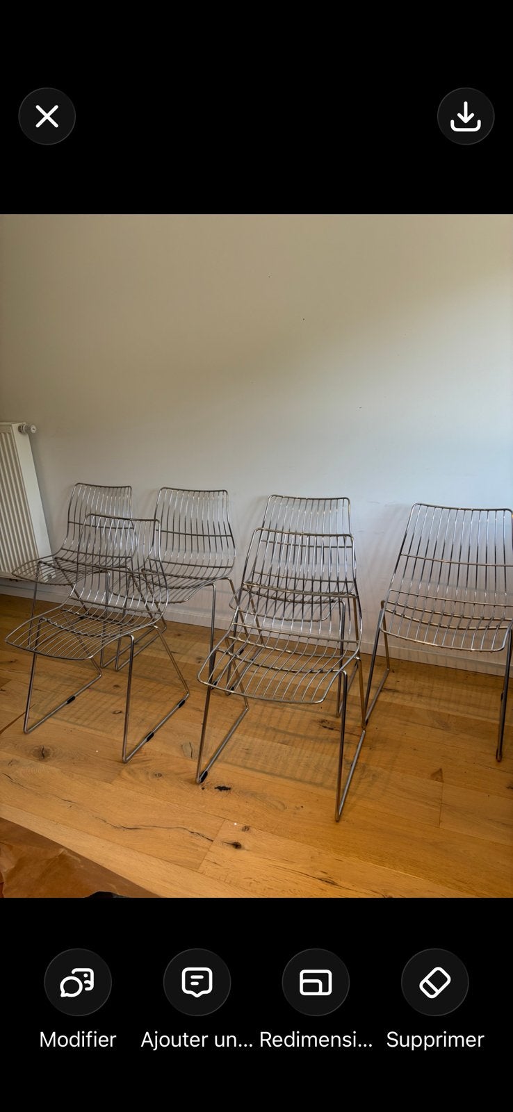 6 chaises Rudy Verelst-design belge vintage-acier chromé, Ophalen, Gebruikt, Vintage annee 70, Metaal