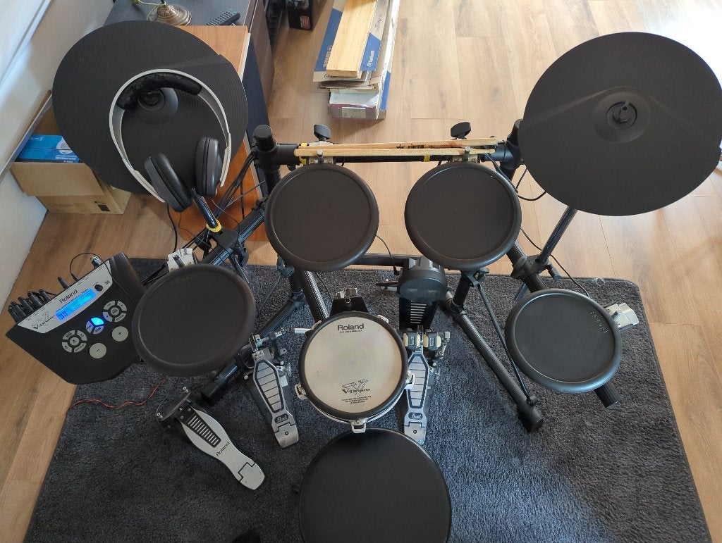 Roland TD-6V Elektrische drum met Pearl dubbele baspedaal, Muziek en Instrumenten, Ophalen, Gebruikt, Roland, Elektronisch