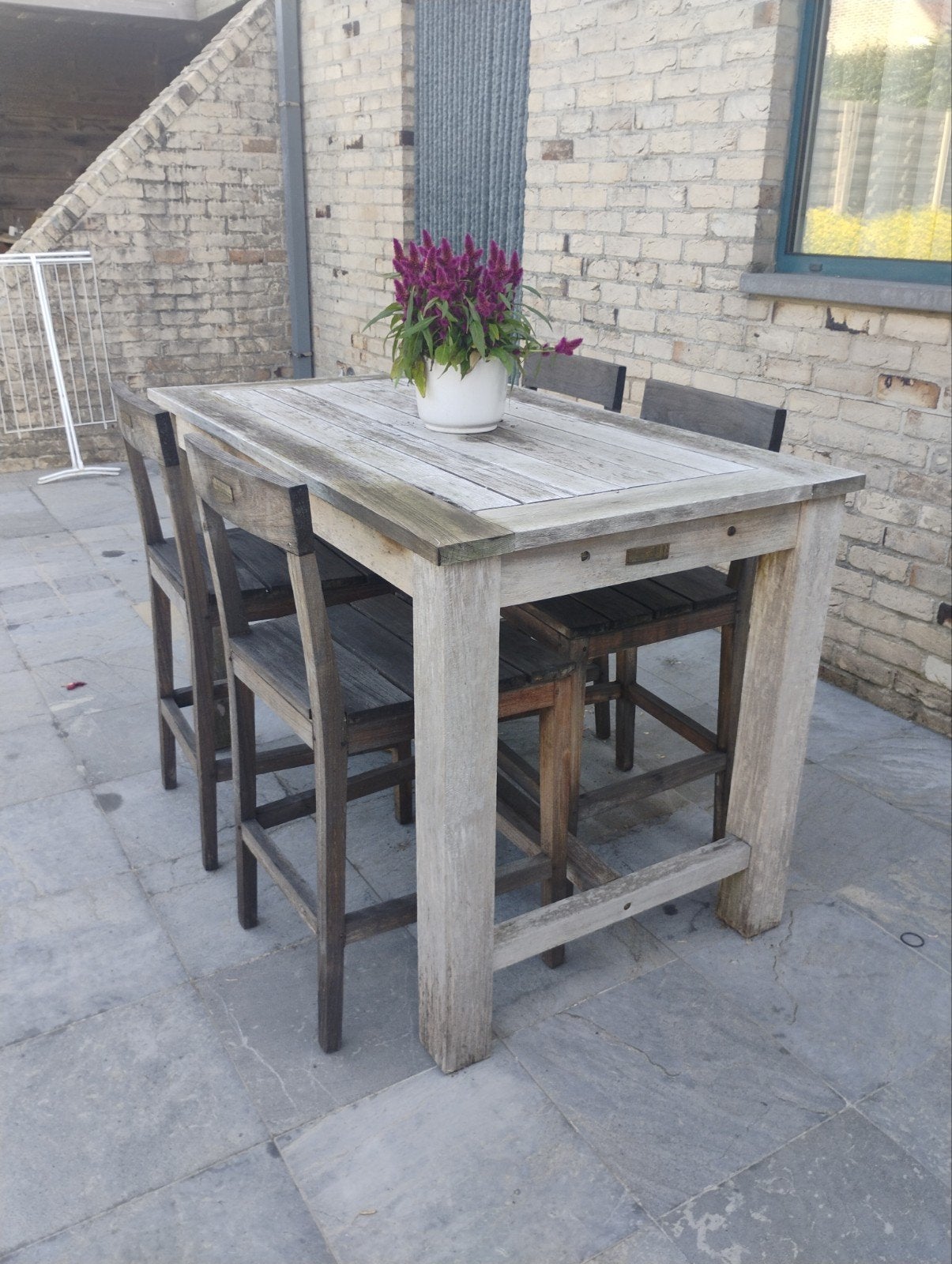 Set de bar en teck pour 4 personnes, Jardin & Terrasse, Enlèvement, Bois, Salons de jardin